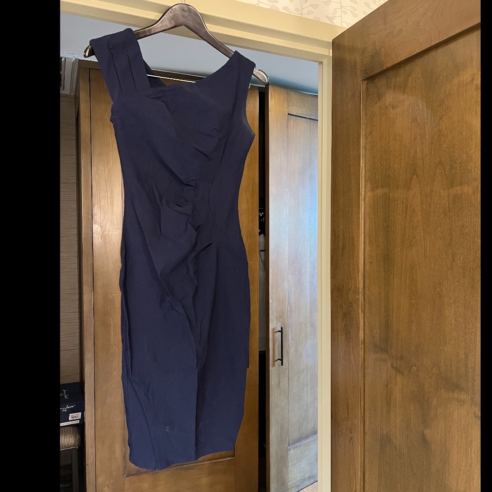 Cocktail Bodycon Asymmetrical Dress in Navy
